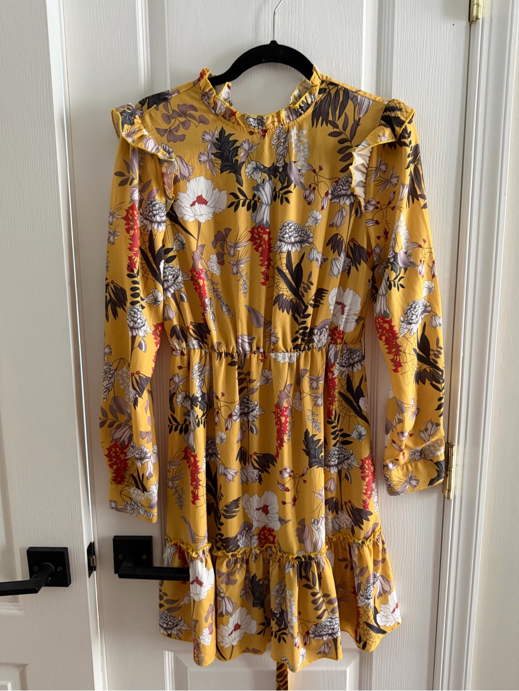 Yellow Floral Ruffle Mini Dress